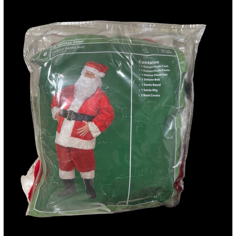 Santa Suit Deluxe 8pc Christmas VTG 2002 Coat Pant Hat Belt Beard Wig Boot Cover